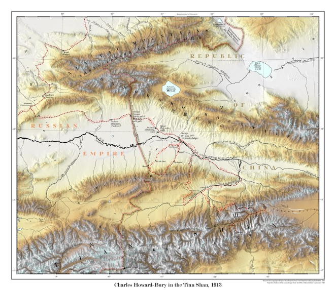 Charles Howard-Bury in the Tian Shan 1913 - map only - smaller